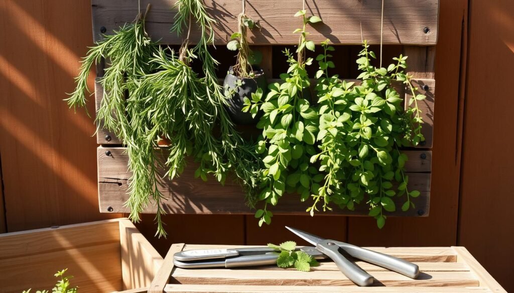 hanging pallet herb garden
