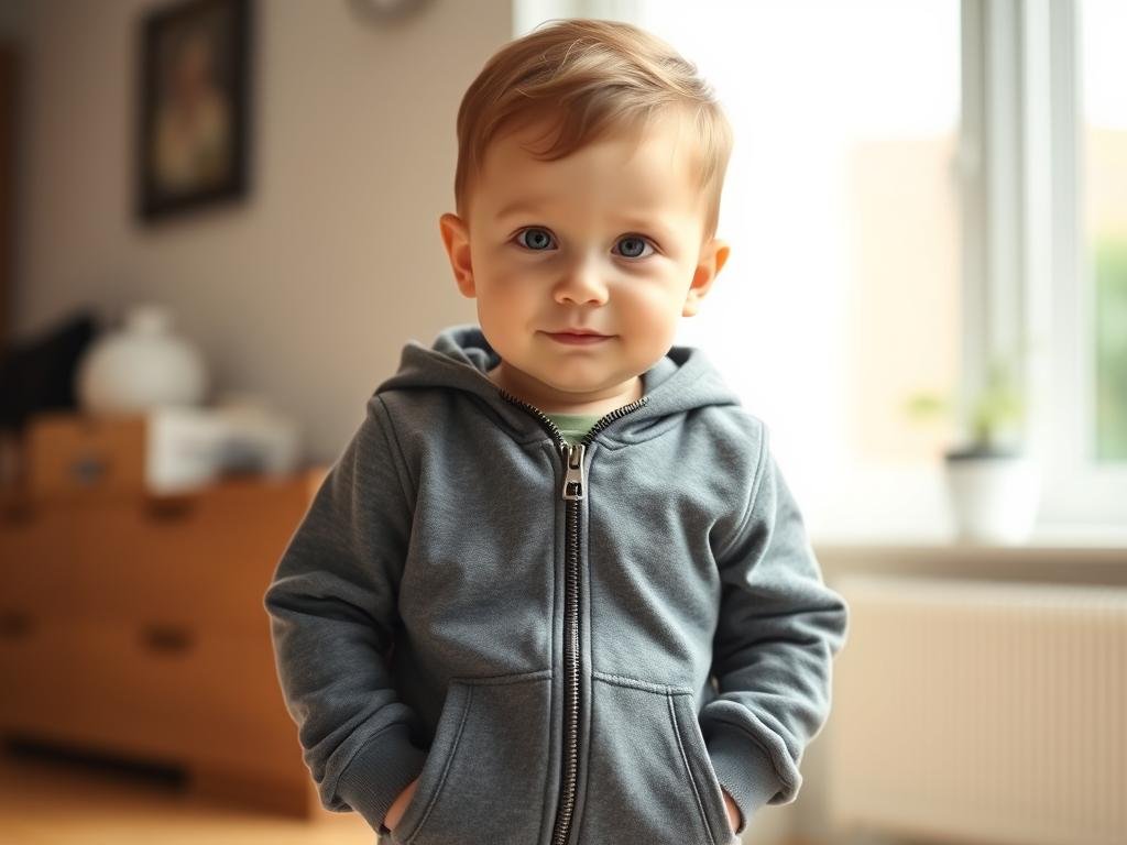 Baby boy wearing a zip-up hoodie that can be layered or worn alone Baby boy wearing a zip-up hoodie that can be layered or worn alone