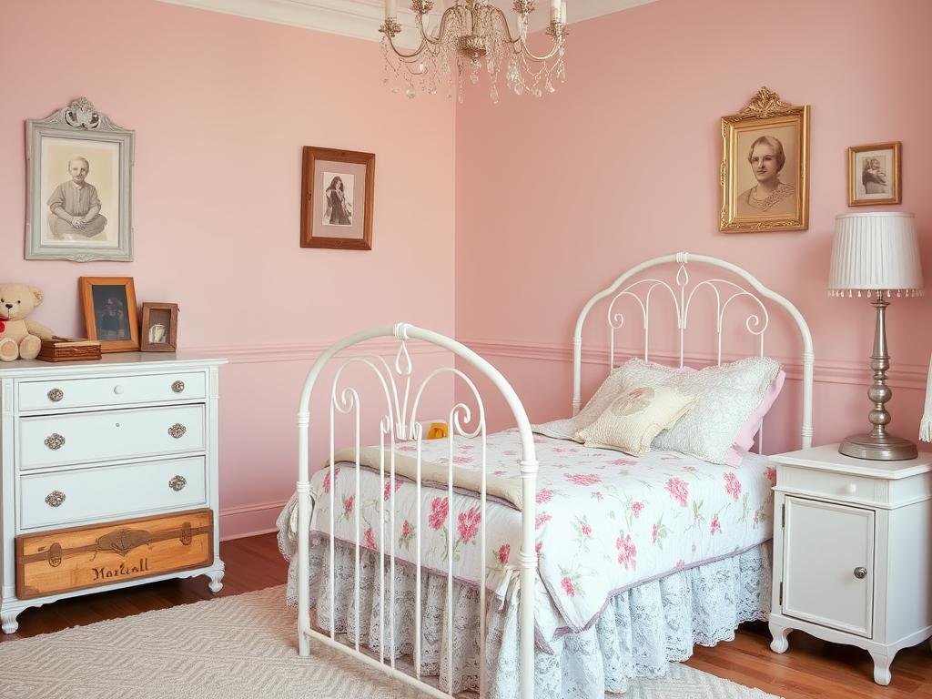 Vintage-inspired toddler bedroom with antique furniture and soft colors Vintage-inspired toddler bedroom with antique furniture and soft colors